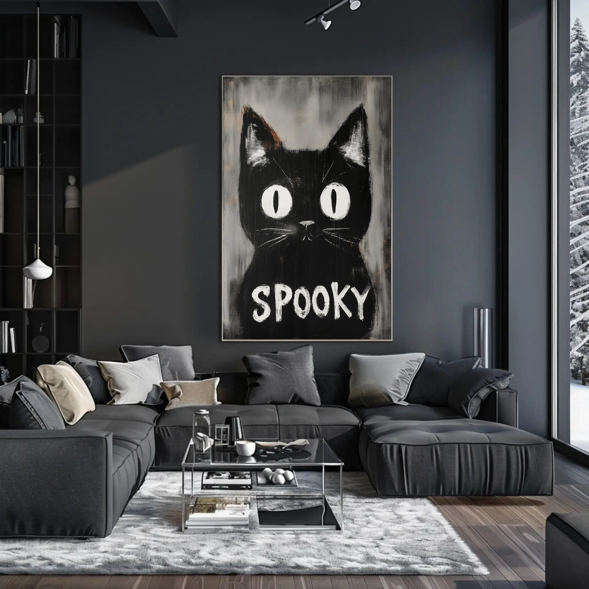 Stylized Black Cat Minimalist Spooky Eerie Poster