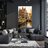 Picturesque European Canal Scene with Renaissance Architecture Travel Poster