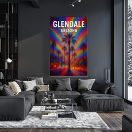 Glendale Arizona Palm Vibrant Digital Painting Poster