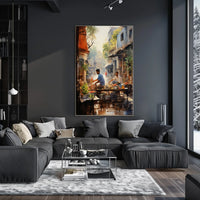 Vibrant Street Market Scene in Urban Locale Cultural Poster