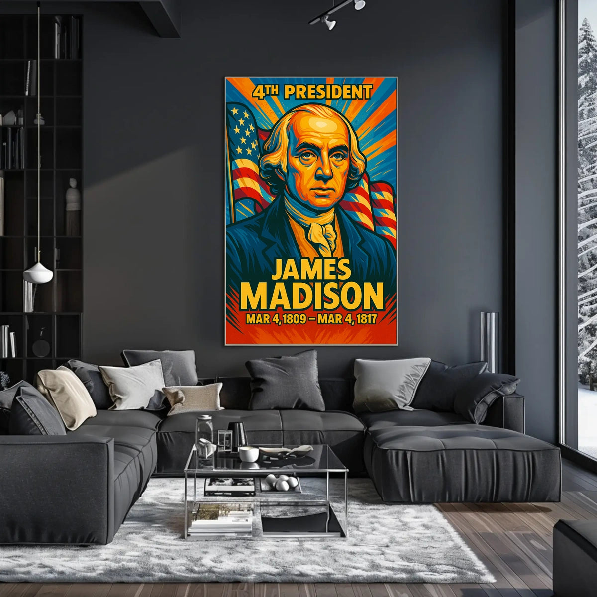 James Madison 4th President of the United States Colorful Comic Book Style Poster