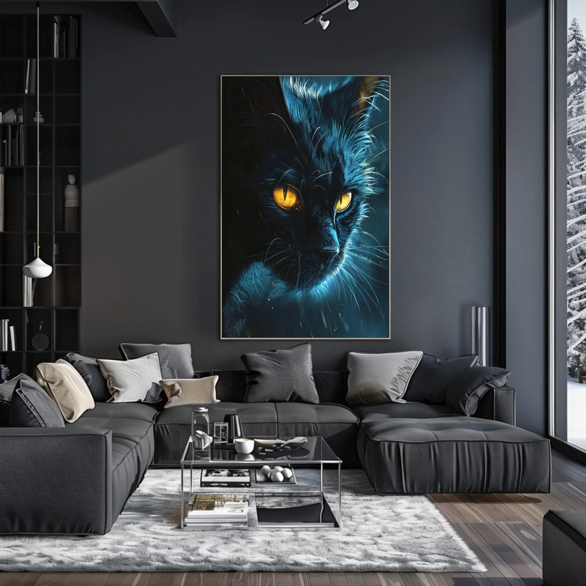 Enigmatic Feline Art Print Poster for Home Decor PosterGoat