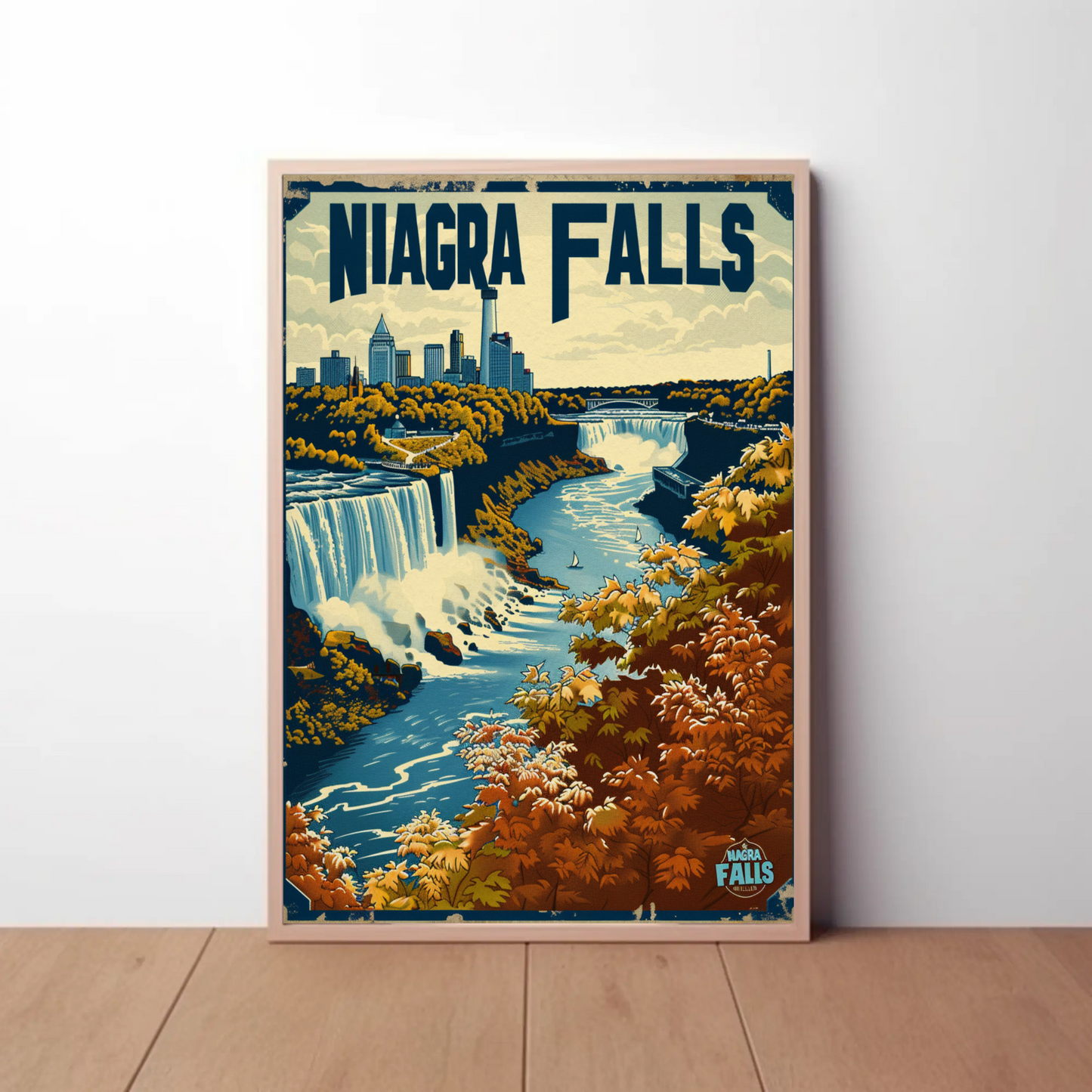 Niagara Falls Autumn Waterfall Travel Poster