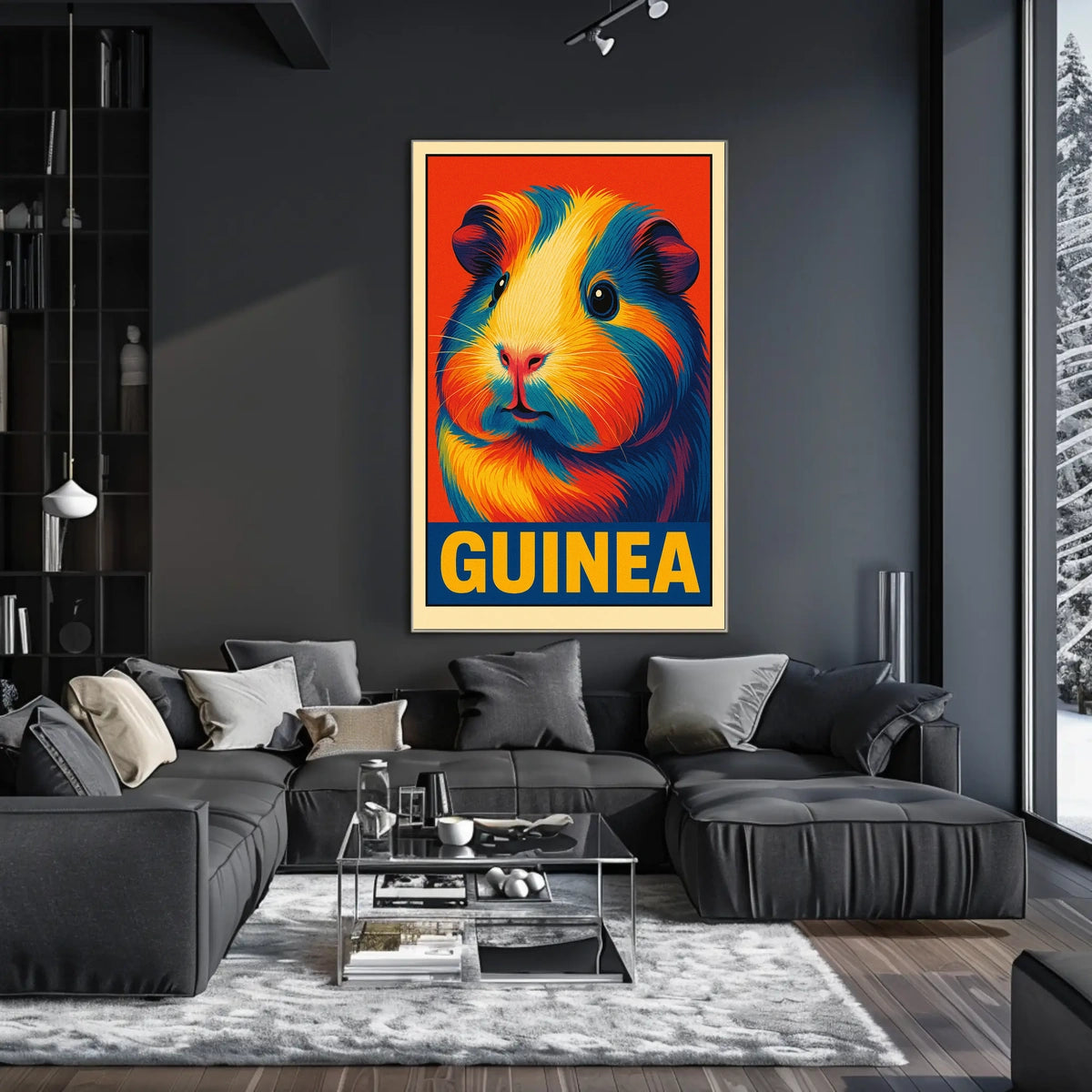 Vibrant Guinea Pig Portrait Poster