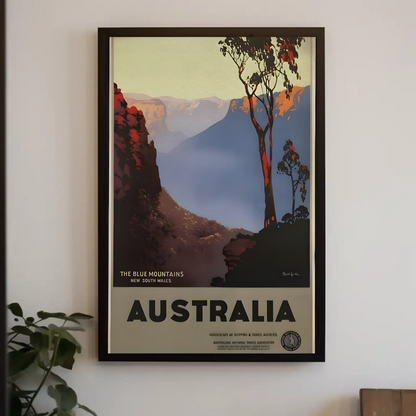 Australia - The Blue Mountains Vintage Travel Poster