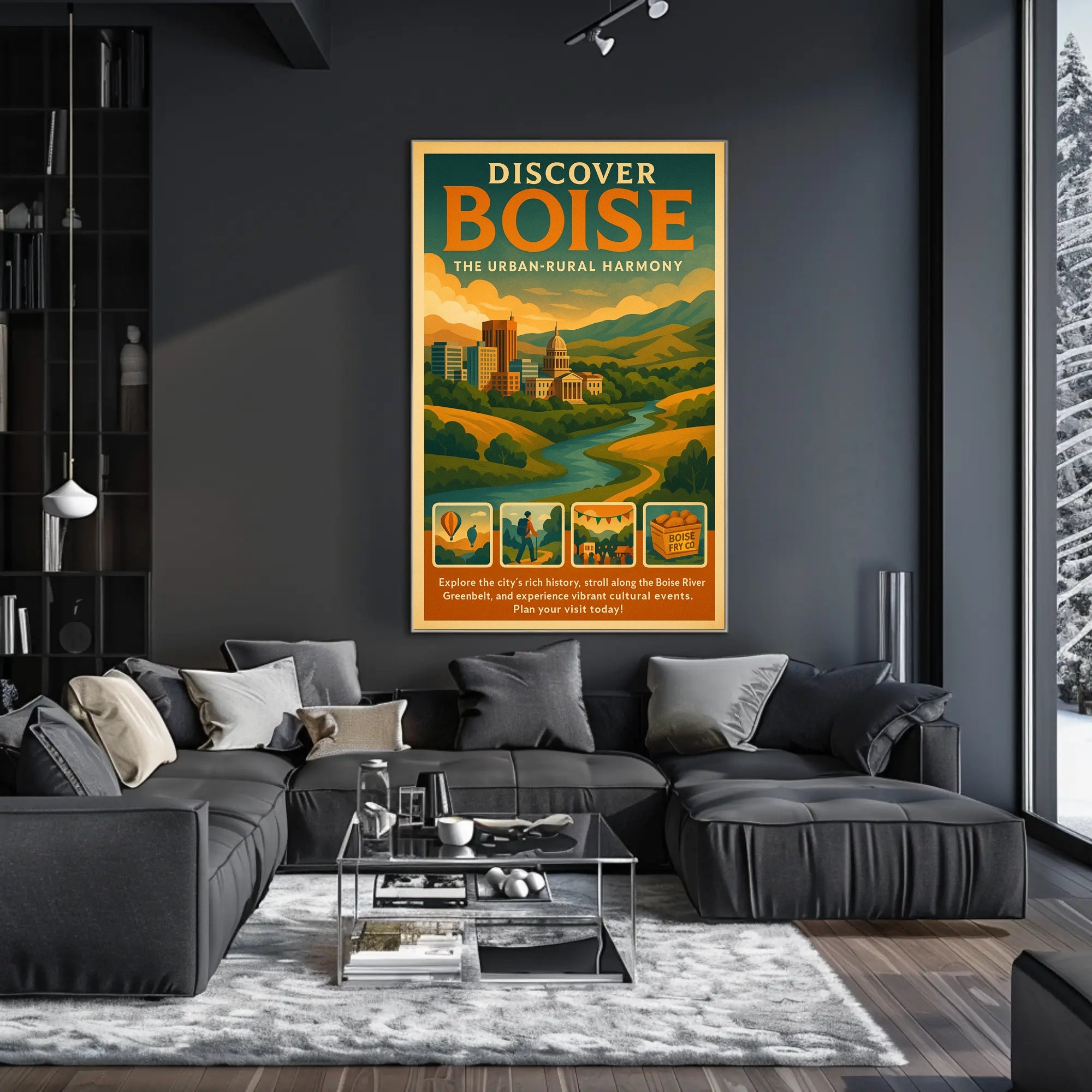 Boise Harmony: Urban and Rural Travel Poster PosterGoat
