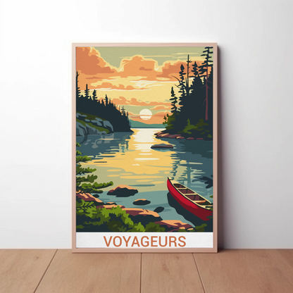 Voyageurs National Park Minnesota Canoe Travel Poster