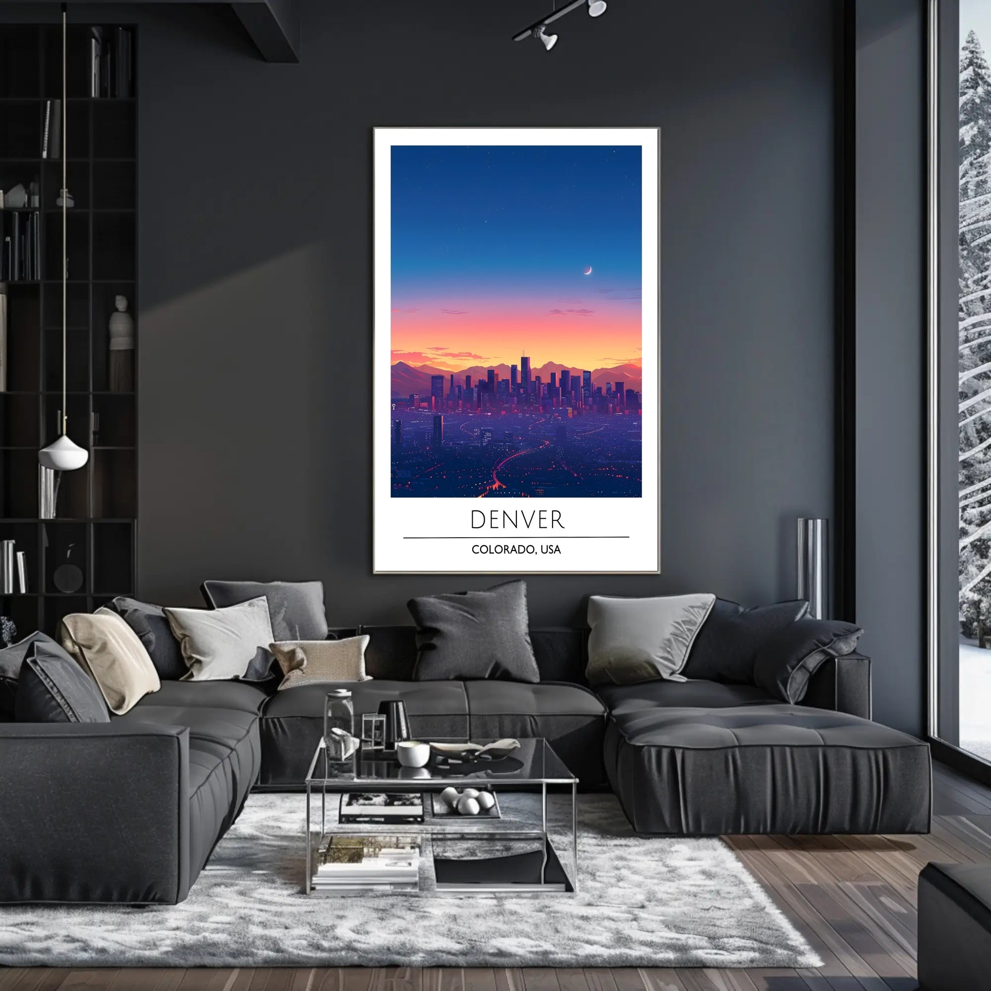Denver Twilight Skyline Art Print - Urban or Cityscape Poster