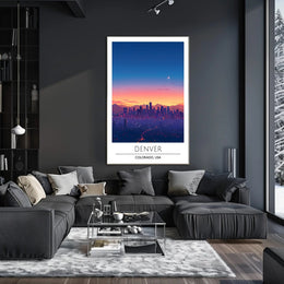 Denver Twilight Skyline Art Print - Urban or Cityscape Poster