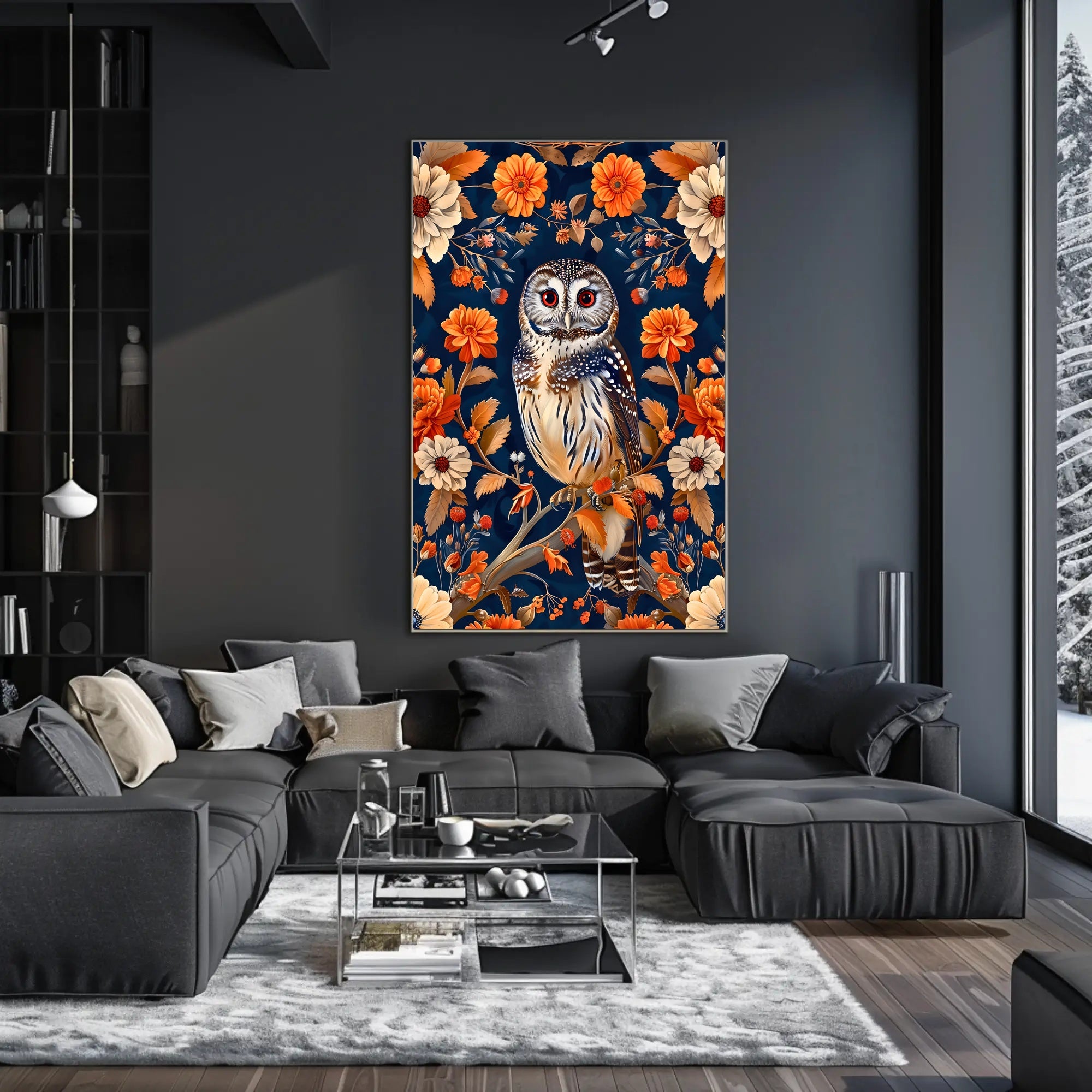 Autumn Owl in Bloom Wall Art Print