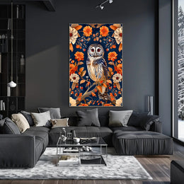 Autumn Owl in Bloom Wall Art Print