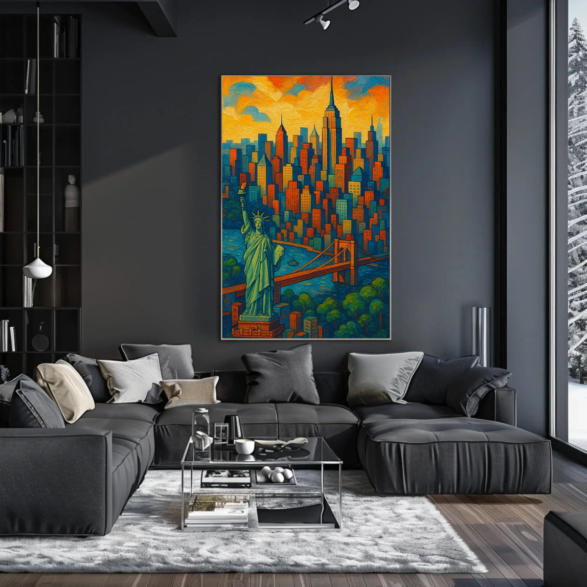 New York City Skyline Poster Vibrant Modern Wall Art