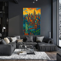 New York City Skyline Poster Vibrant Modern Wall Art