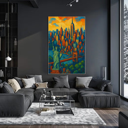 New York City Skyline Poster Vibrant Modern Wall Art