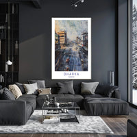 Urban Street Scene Watercolor Poster in Cityscape Category PosterGoat