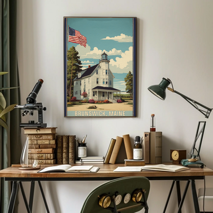 Brunswick Maine American Scene Art Vintage Travel Poster