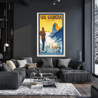 Val Gardena Skiing Adventure Vintage Travel Poster PosterGoat
