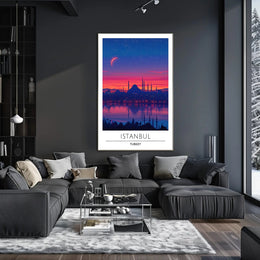 Istanbul Twilight Skyline Enchantment Urban or Cityscape Poster