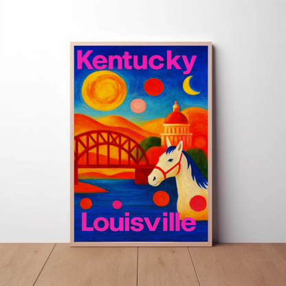 Kansas City Missouri Riverfront Sunset Cityscape Travel Poster