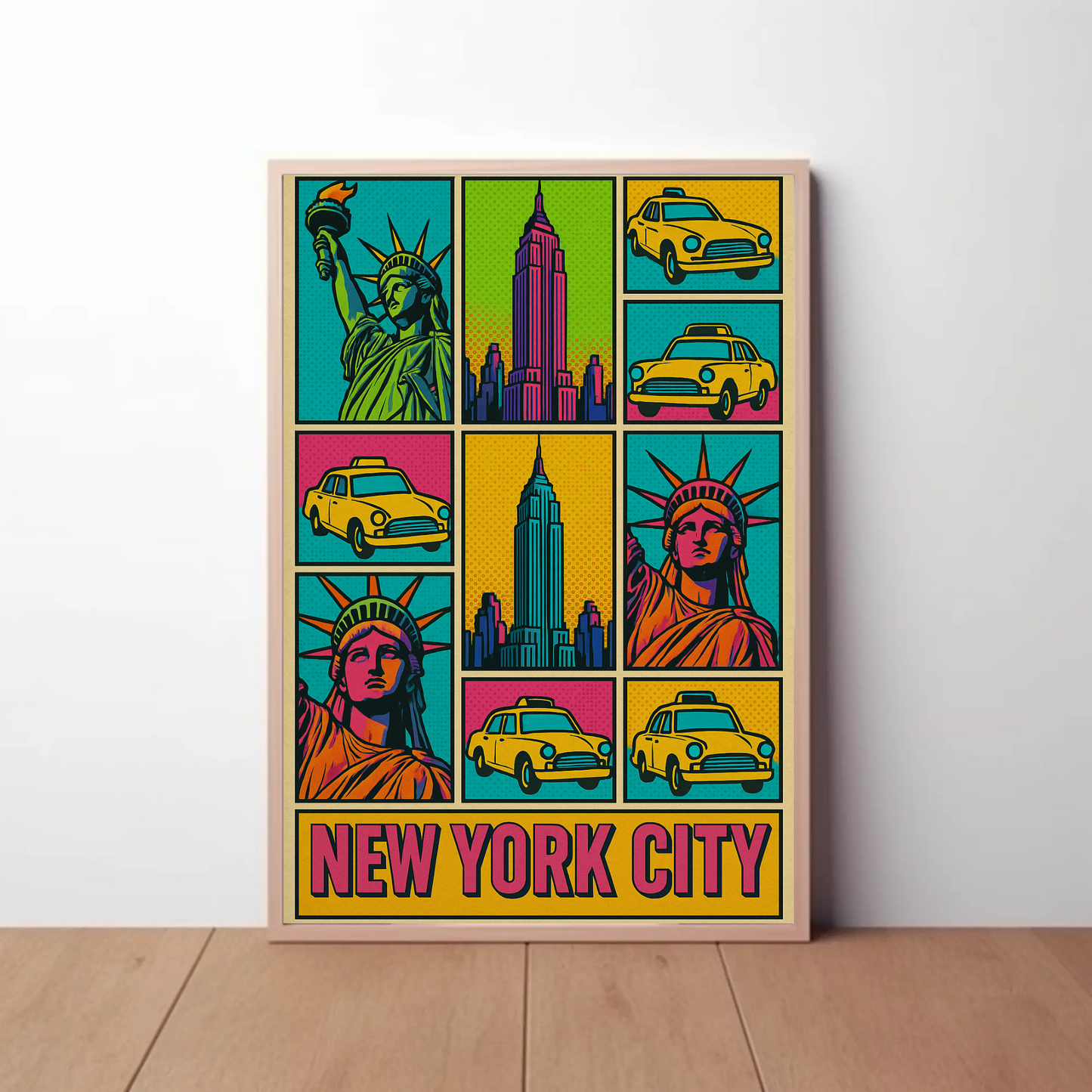 Vibrant New York City Icons Pop Art Travel Poster