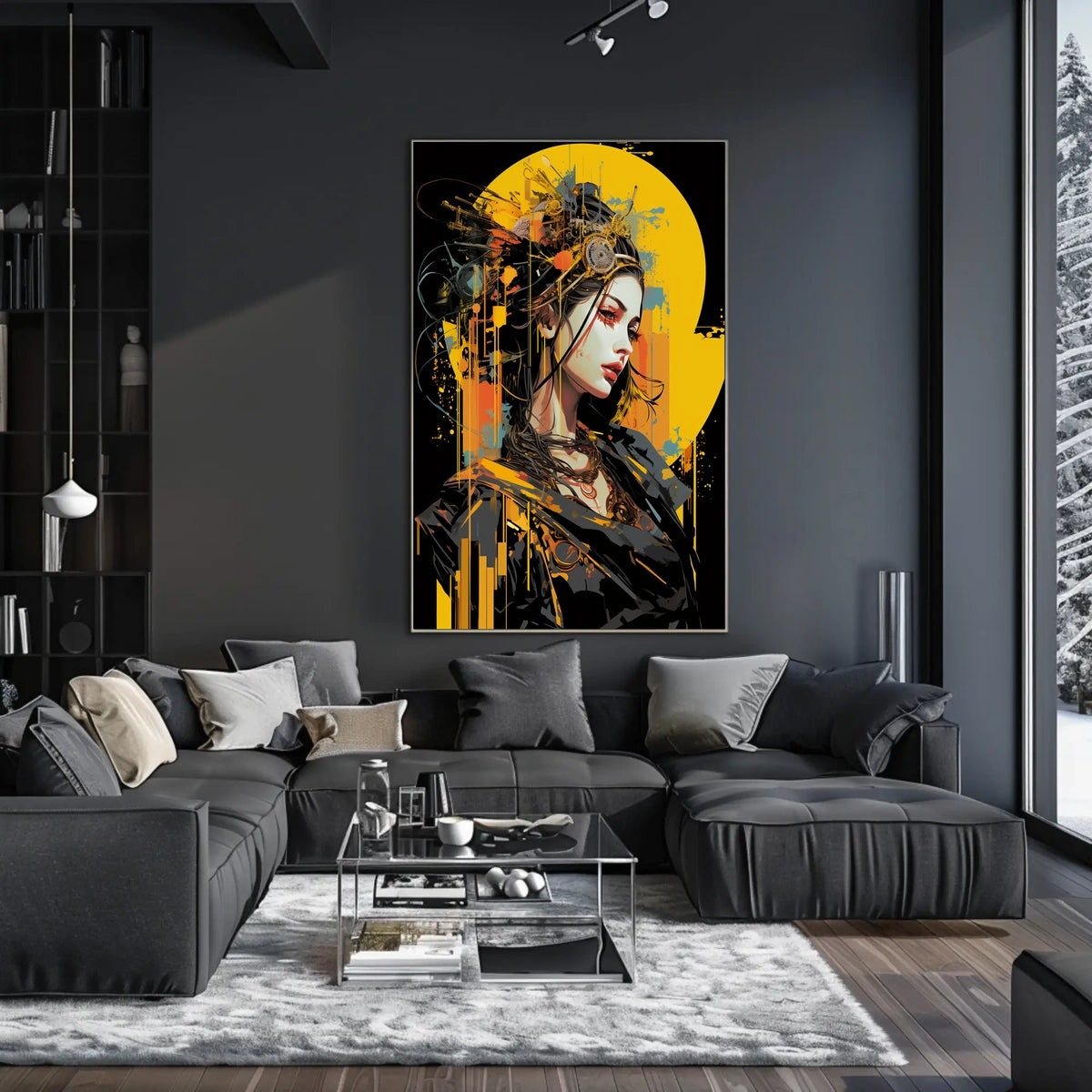 Futuristic Cyberpunk Woman Portrait Art Poster