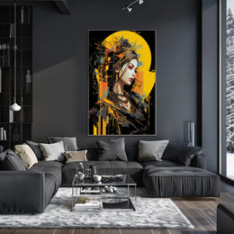 Futuristic Cyberpunk Woman Portrait Art Poster