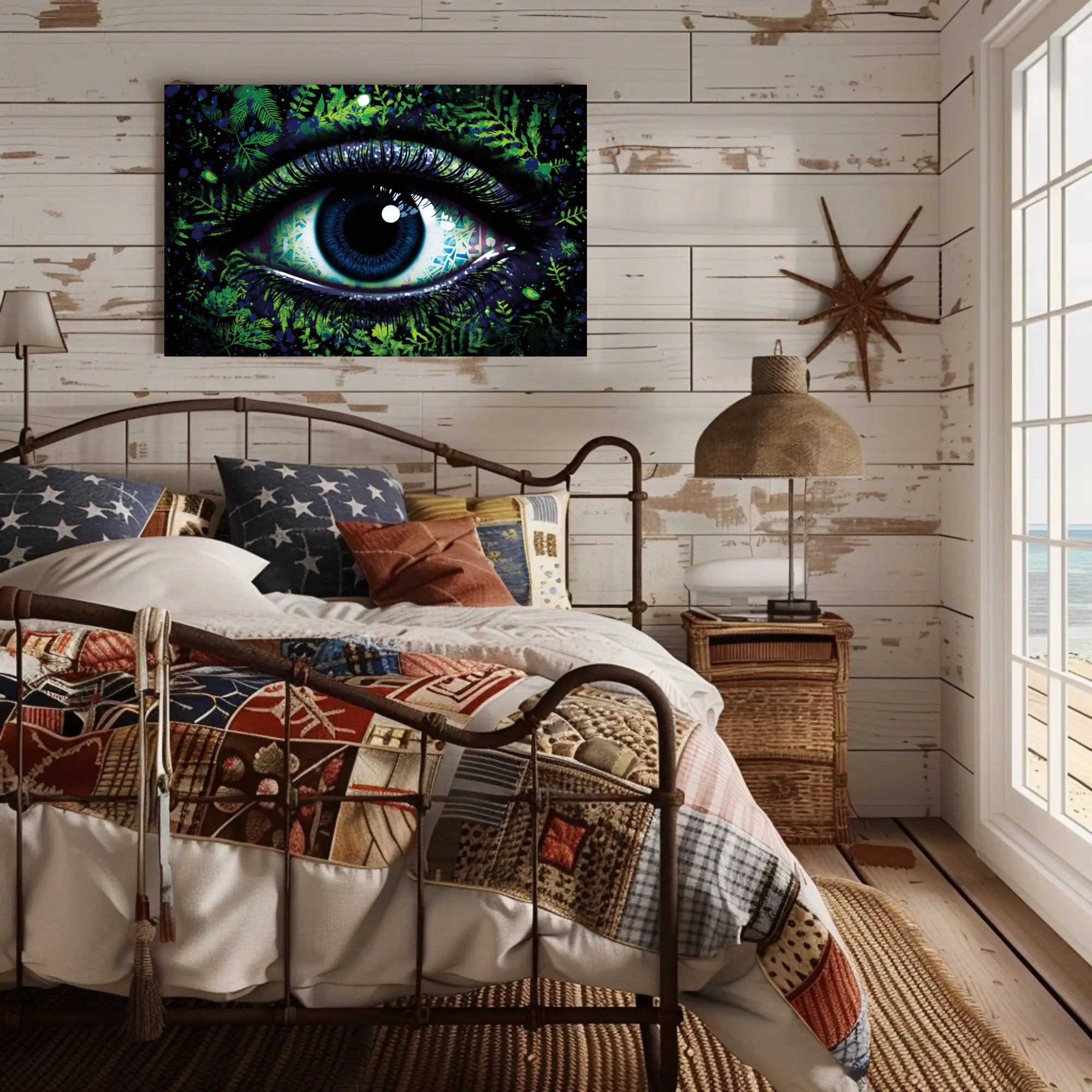 Human Eye Travel Poster With Vibrant Nature Background