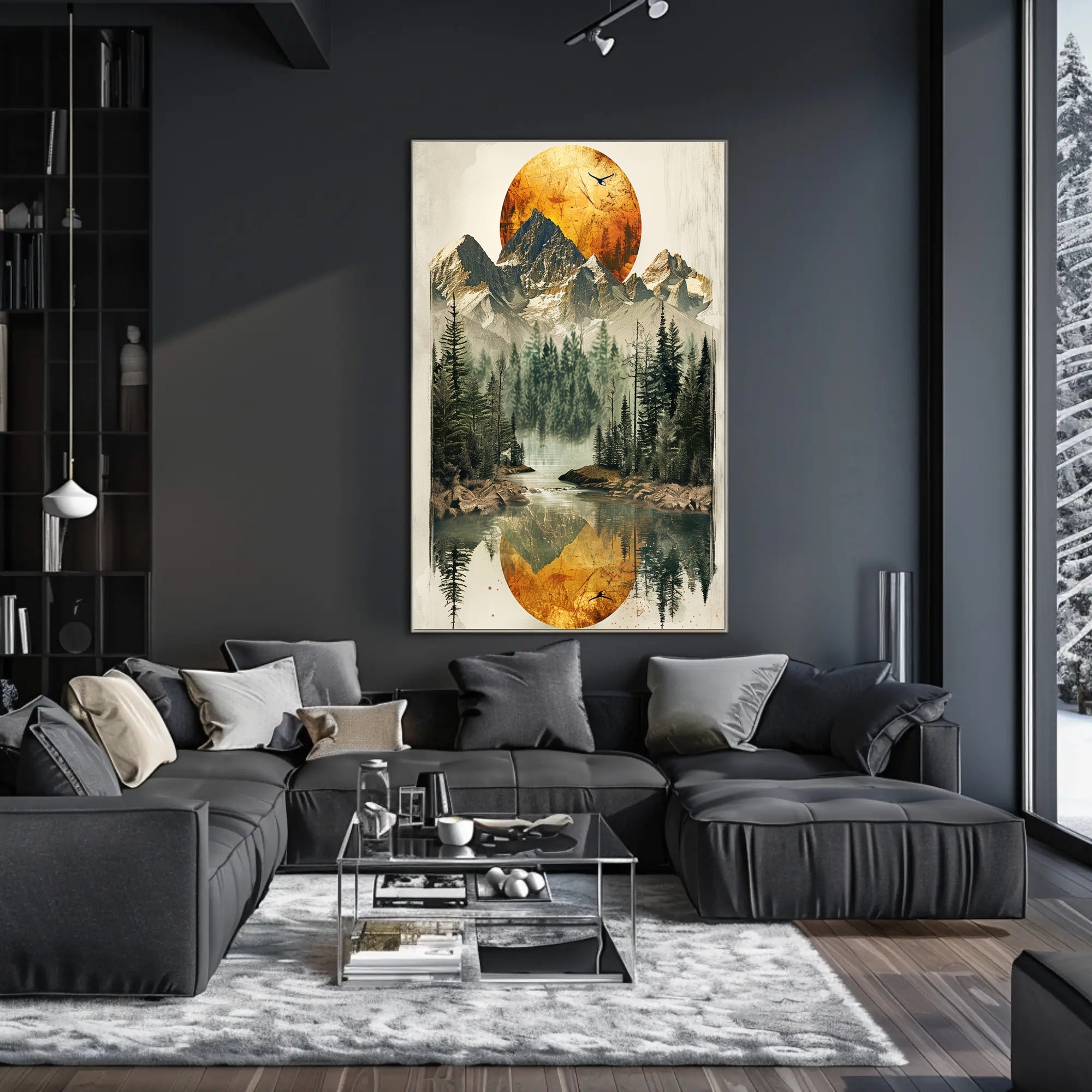 Serene Mountain Reflection Art Print Poster for Home Decor PosterGoat