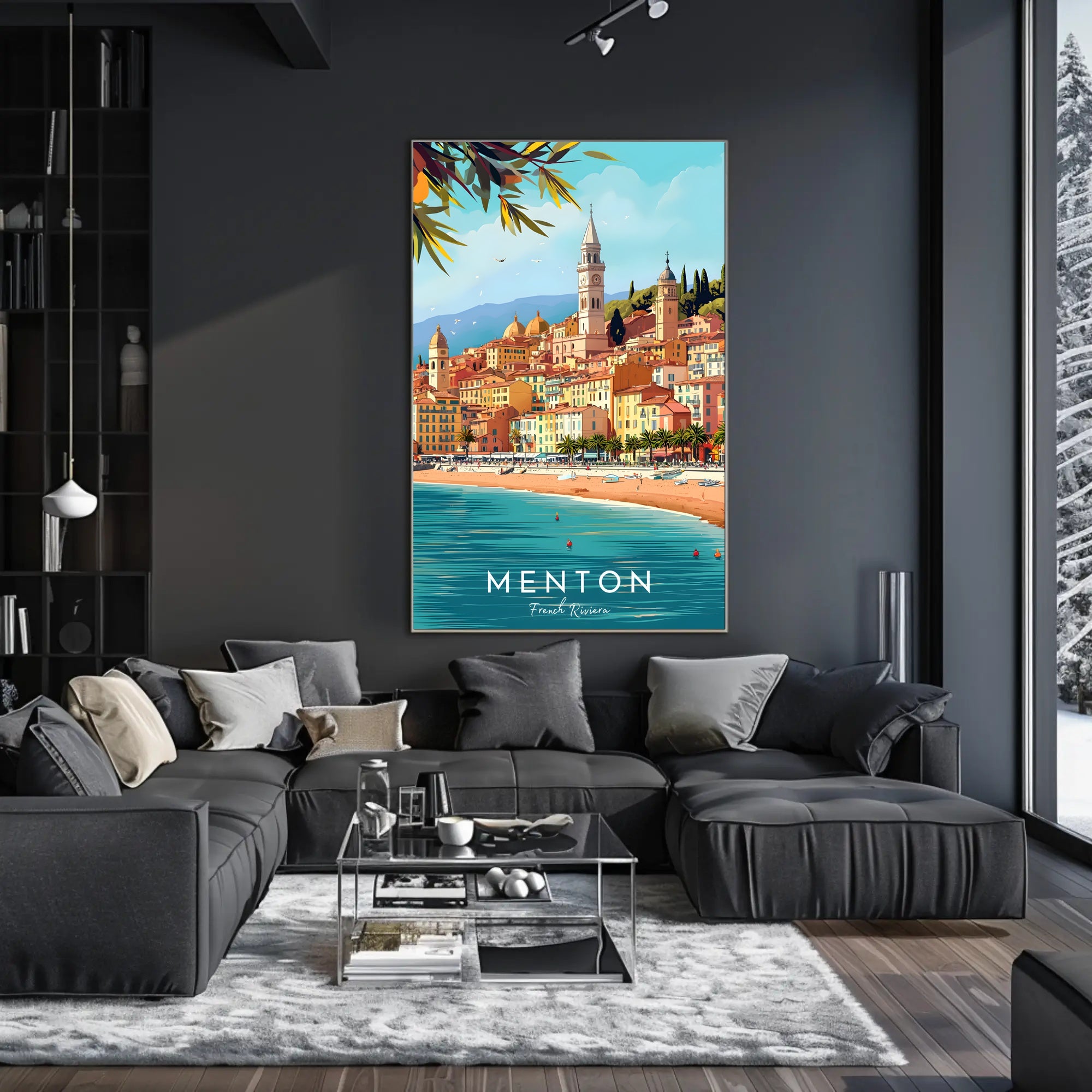 Menton Coastal Town Vibrant Travel Poster