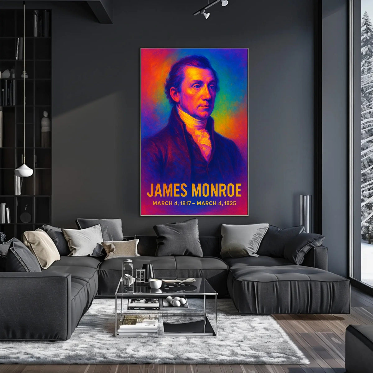 James Monroe 5th President of the United States Neon Gradient Overlay Poster