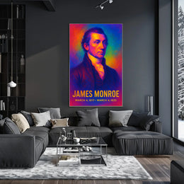 James Monroe 5th President of the United States Neon Gradient Overlay Poster