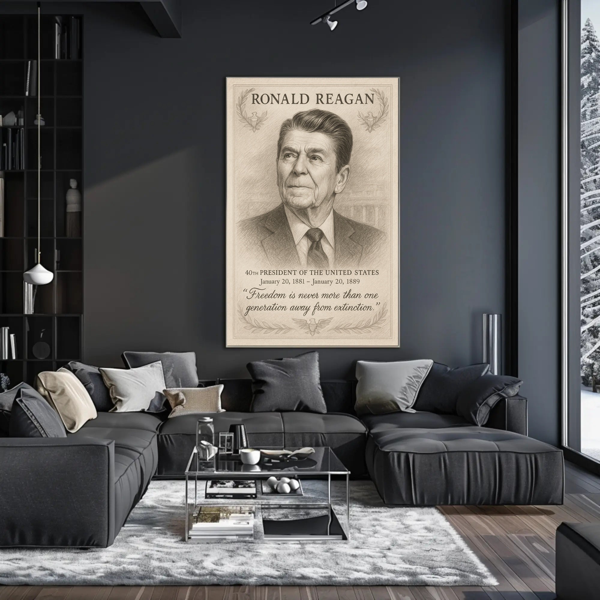 Ronald Reagan 40th President Sketch Poster Wall Art Print PosterGoat