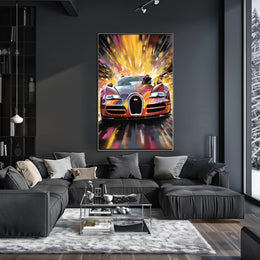 Fiery Sports Car Speed Chase Poster