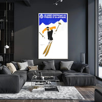 Dynamic Skier in Pyrenees Auvergne Winter Sports Poster PosterGoat
