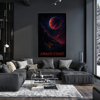 Amalfi Coast Celestial Nightscape Poster 18x24 Wall Art