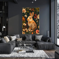 Floral Rabbit Portrait Wall Art Print
