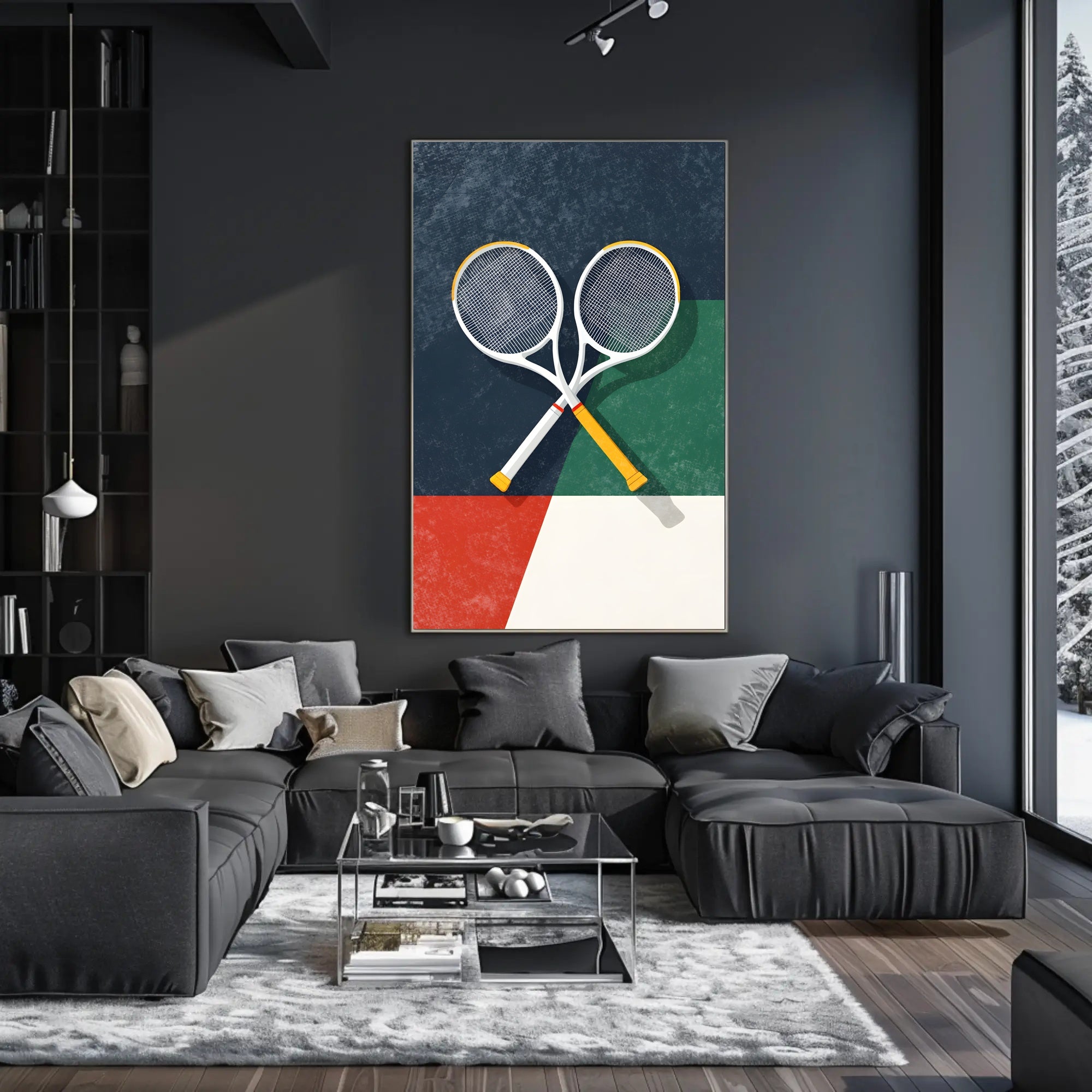 Energetic Tennis Art Poster with Modern Sports Theme