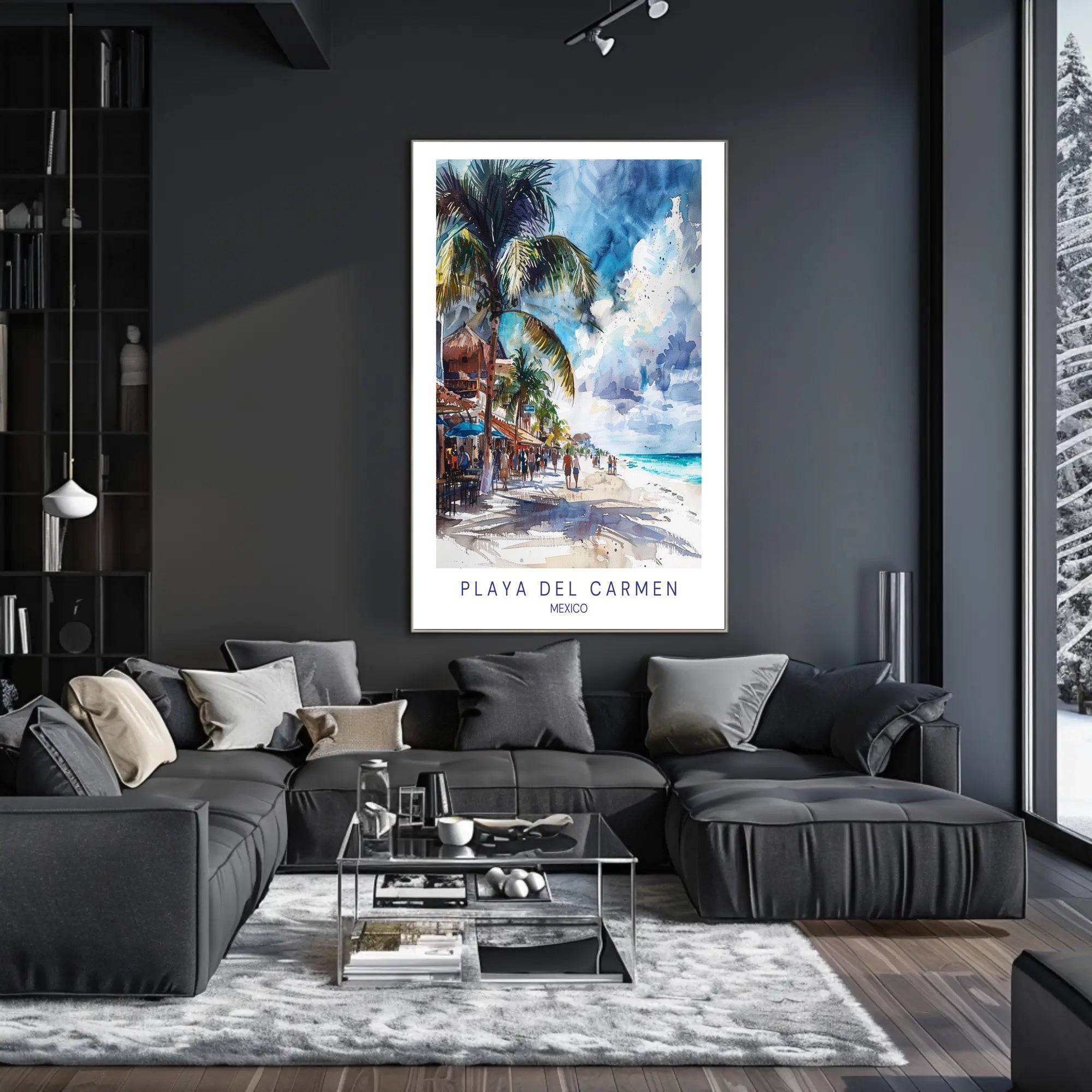 Vibrant Beach Scene in Playa del Carmen Travel Poster PosterGoat