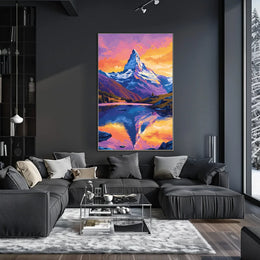 Matterhorn Sunset Reflection Vibrant Art Poster