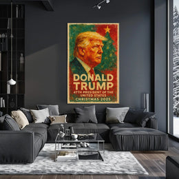 Step 1: Identify the correct poster category: Political or Propaganda Poster

Step 2:
Christmas 2025 Visionary Presidential Portrait Poster