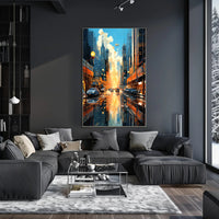 Futuristic Cityscape with Floating Vehicles Sci-Fi Poster
