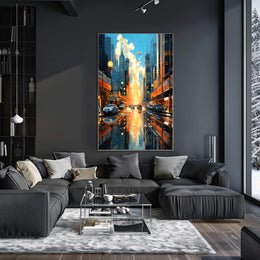 Futuristic Cityscape with Floating Vehicles Sci-Fi Poster