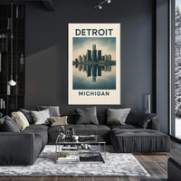 Detroit Skyline Reflection Poster