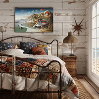 Surreal Faces Cliffside Dreamlike World Artistic Poster