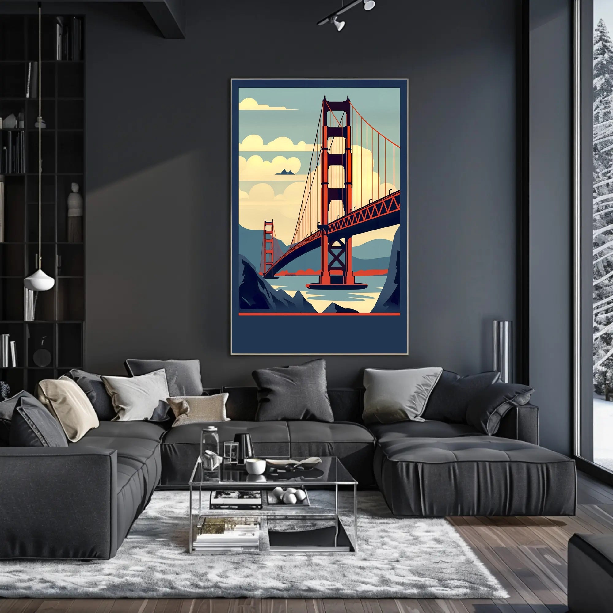 Iconic Bridge Illustration Poster