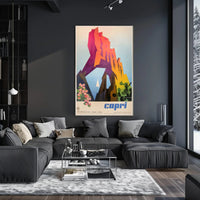 Capri Cliffs Travel Art: Modern Geometric Shapes Travel Poster PosterGoat