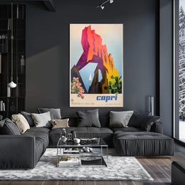 Capri Cliffs Travel Art: Modern Geometric Shapes Travel Poster PosterGoat