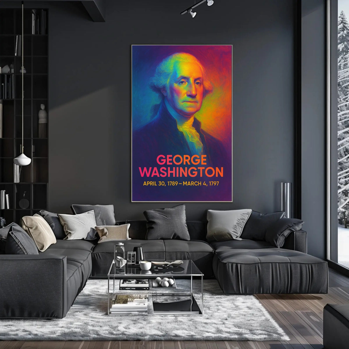 George Washington 1st President of the United States Neon Gradient Overlay Poster