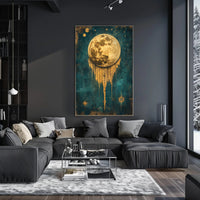 Golden Moon Surreal Artistry Space or Astronomy Poster