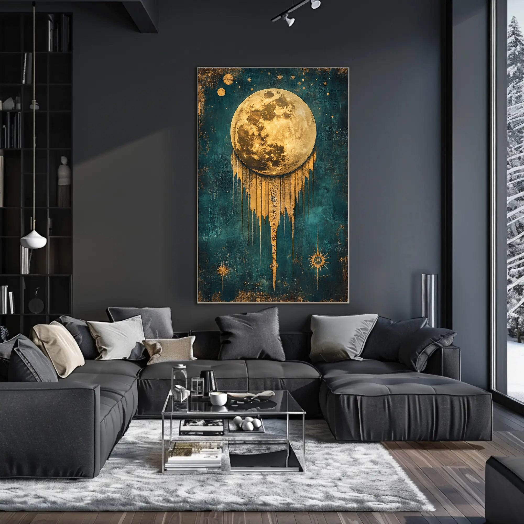Golden Moon Surreal Artistry Space or Astronomy Poster